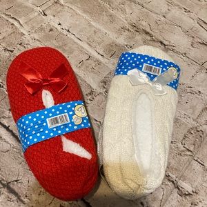 NWT two pairs JIE XIN knit/ fleece floor socks slipper size 6
